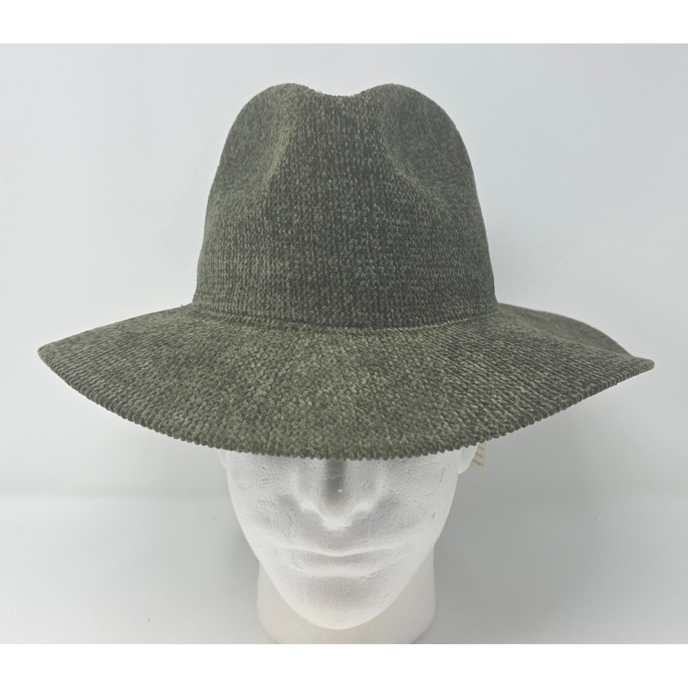 From The Hart Fedora Hat Womens Olive Green Corduroy Chenille Knit Wide Brim NWT